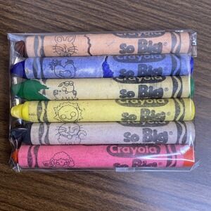 6 VTG Crayola So BIG Crayons - READ -Retired Birdie Blue Candy Apple Red